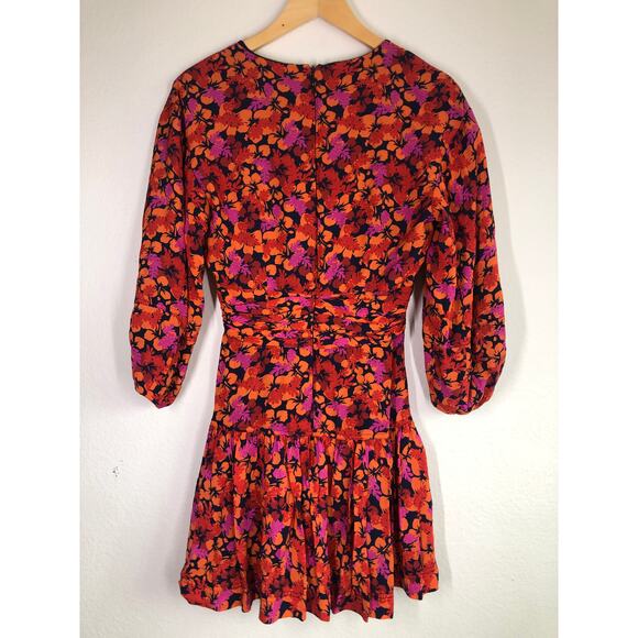 10 Crosby Derek Lam Talia Floral Dress Red and Orange Mini with Keyhole US 2 - Picture 7 of 15